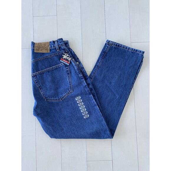 90s Vintage Stussy Big Ol' Jeans 30x31 Made in USA Blue Denim New With Tags